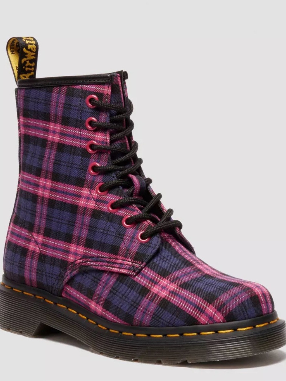 Dr. Martens 1460 Pascal Pink Tartan Plaid Canvas Boots Women’s US 6 EU 37 - Picture 1 of 6